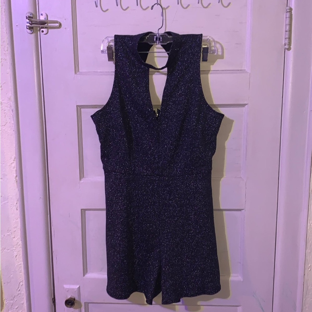 Abercrombie & Fitch Sparkly Black Zip Up Romper